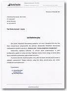 List referencyjny Politechnika Warszawska